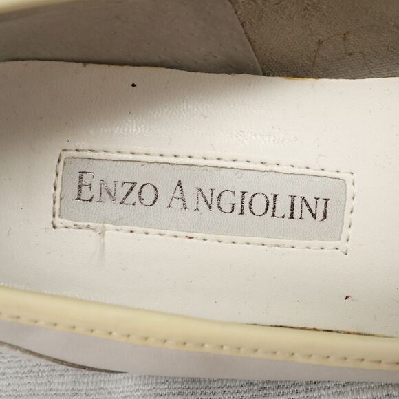 Enzo Angiolini Shoes Womens 5.5 Leather Loafers Gray Beige Lizzia Flats Slip On - Picture 7 of 14